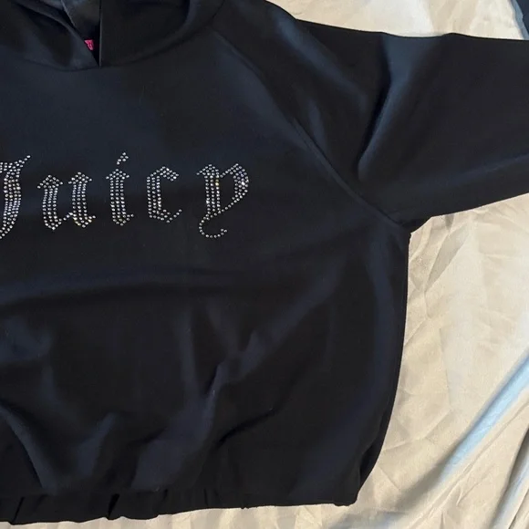 Juicy Couture Sport Black Rhinestone Cropped Hoodie - Picture 4 of 7